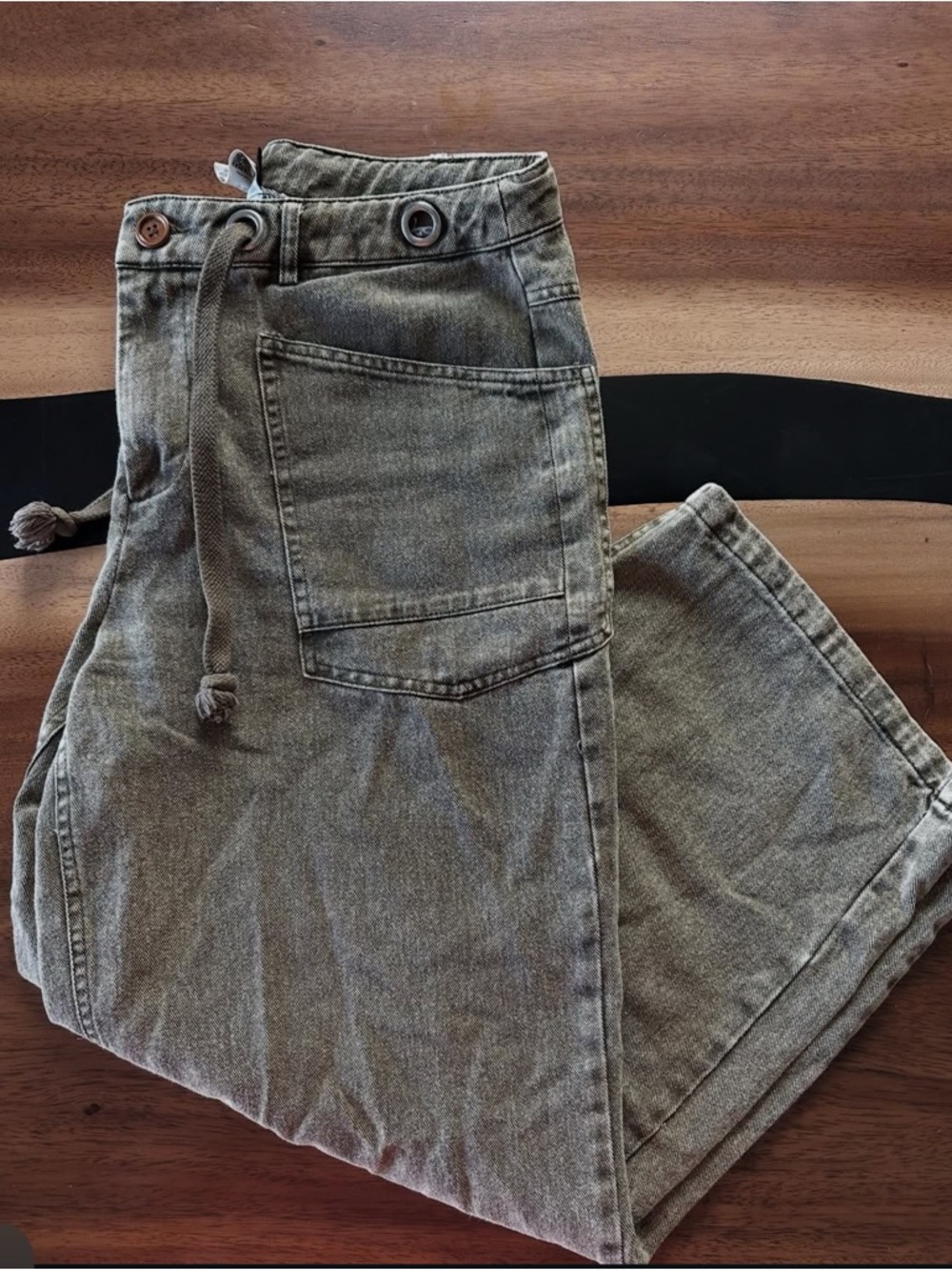 Casual Drawstring soft denim Pants - Olive